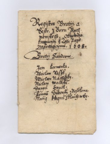 "The register of the brothers and sisters of the Rychnov congregation which was restored at Christmas in the forthcoming year of 1608."