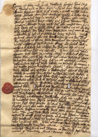 The letter written by Utraquist priest Tobias Belsky from Mlada Boleslav to Matous Konecny.