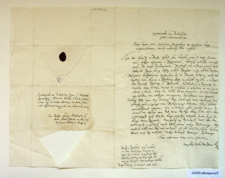 The letter of Vaclav Vilem of Roupov, one of the main leaders of the opposition against the Habsburgs. As a follower of Fridrich Falcky, he stood up for his choice of Fridrich to become the Czech king. During Fridrich’s short reign, Vaclav Vilem beca