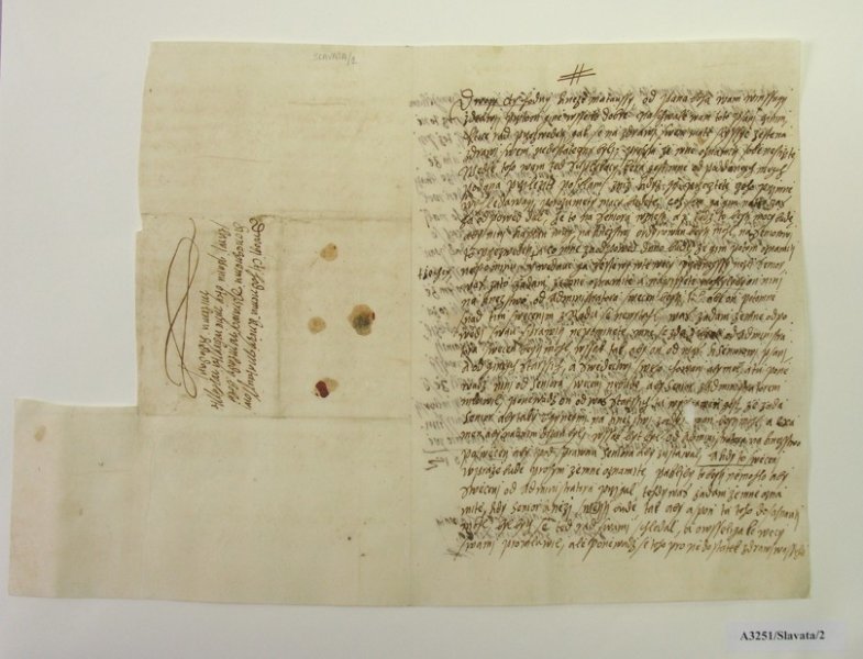 The letter of Divis Slavata of Chlum and Kosumberk. He was about to be executed in 1621, but he was pardoned thanks to the intercession of his relatives and because of his health condition. His property, however, was confiscated.