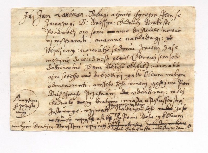 The model text of the promise, written by Matous Konecny to Jan Laubmann.