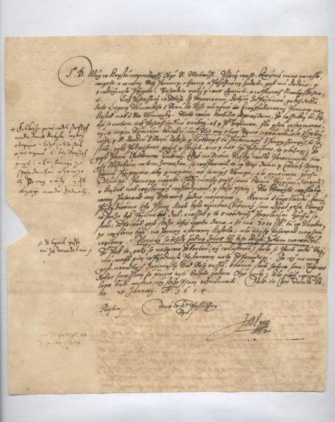 Dopis Jana Korvína, správce pražského německo jazyčného sboru, s přípisky Matouše Konečného.