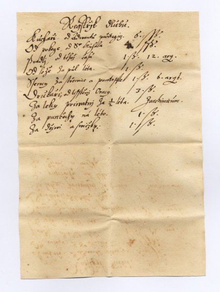 „Rejstřík dluhů“, které měl Řehoř Graff při studiích ve slezské Bytomi nad Odrou.