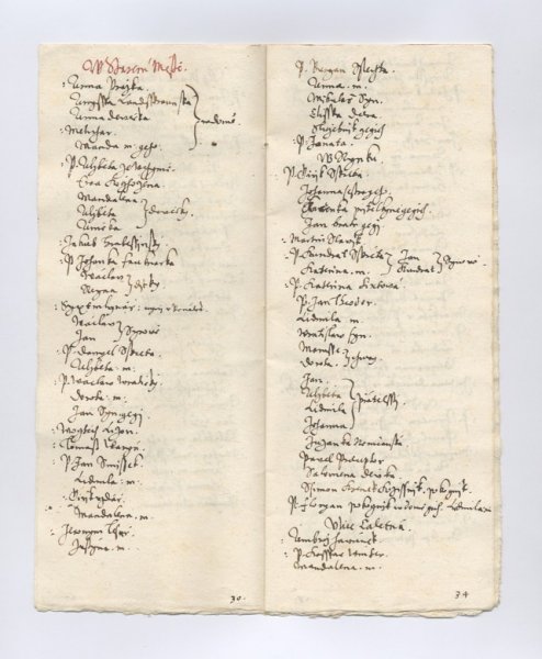 Rejstřík členů Jednoty bratrské v Praze na Starém Městě v roce 1607.